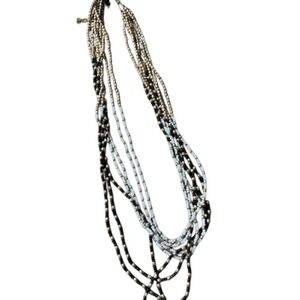 Old Navy Multi-Strand Beaded Necklace - Black and White